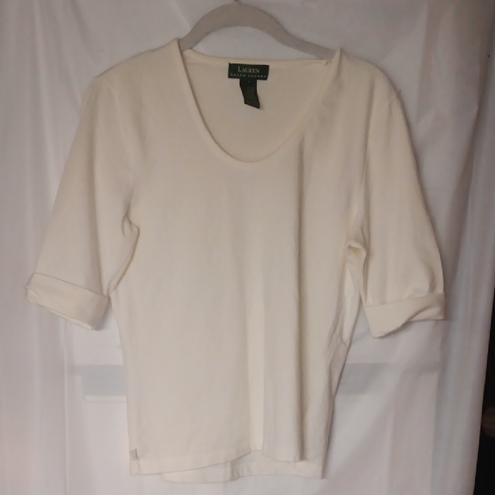Ralph Lauren Cream Fitted 3/4 Sleeve Tee
